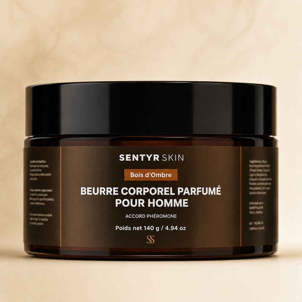Bois d’Ombre — packaging Sentyr Skin 140 g