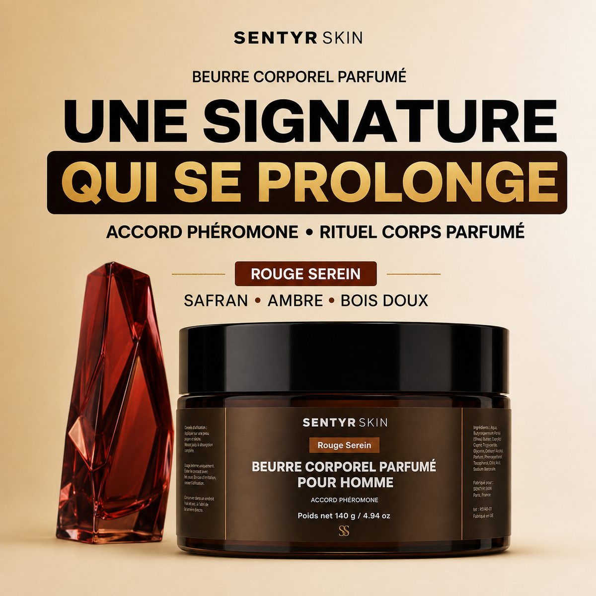Rouge Serein — signature parfumée Sentyr Skin